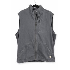 Ocean Coast Gray Western Ranch Chore Vest Large Workwear Utility Full Zip Lined